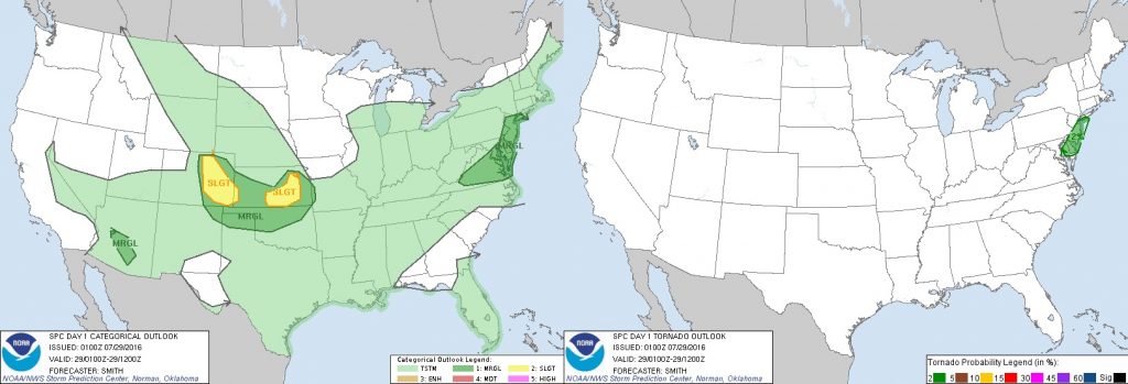 SPC Outlook, 0100z (really it's the 7-30-2016 outlook, remember Zulu time is 6 hours ahead)
